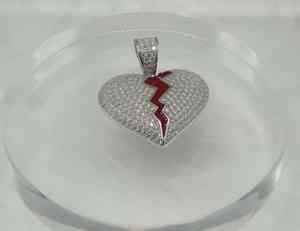 Colgante de Moissanita al por mayor con corte redondo de corazón roto, estilo Hip Hop para fiestas, de plata de ley 925, joyería fina, colgantes y dijes - Product Image 2