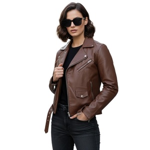 Red genuine <b>leather</b> motorcycle jacket for women with High-Quality Custom-Sized Women's Fashion <b>Leather</b> Jacket Original <b>Leather</b> - Product Image 1