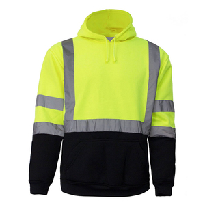 <b>Men's</b> High Visibility Fleece Hoodie Reflective Stripes Workwear Style Autumn Wear Breathable <b>Pullover</b> <b>Jacket</b> - Product Image 2