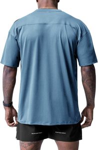 เสื้อยืดคอกลมแขนสั้นสีฟ้าอ่อนสำหรับผู้ชาย ผ้าฝ้ายเจอร์ซีย์ 100% ทรงปกติ สวมใส่สบาย สีพื้น ระบายอากาศได้ดี ดีไซน์แบบถัก - Product Image 5