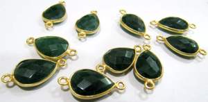 Conectores de Briolette en Forma de Esmeralda 10x14mm, Dijes de Bisel de Doble Aro - Product Image 3