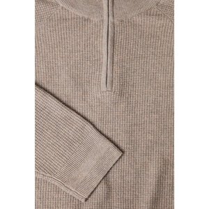 Manufacturer Solid Color Men's Knitted Pullover Quarter Zip Knitwear Wholesale Thick <b>Cable</b> Knit 12GG Rib Business Sweater - Product Image 5