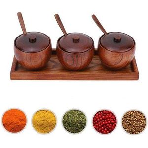 Contenedor de Especias de Madera Ecológico con Tapa Hermética, Tarro de Especias de Madera de Acacia Natural para Organizador de Cocina - Product Image 3