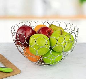 Cesta de Frutas Decorativa de Acero Inoxidable para Mesa de Comedor y Encimera de Cocina con Elegante Diseño Abierto, Duradera y Resistente al Óxido - Product Image 1