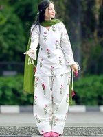 Set 3 Potong Kurti Pendek Katun Premium Wanita & Celana & Nazneen Dupatta – Pakaian Etnik India