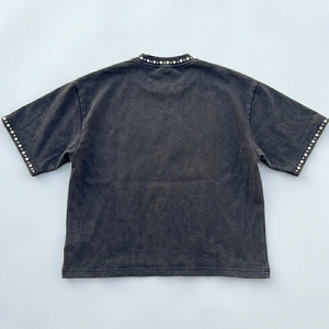 T-shirt IBEX personnalisé surdimensionné, effet délavé, avec strass, 100 % coton, tissu doux et respirant, pour homme et femme. - Product Image 2