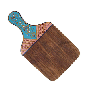 Tabla de cortar rectangular de madera esmaltada con diseño floral y asa, bandeja para servir, ecológica, ligera y apta para lavavajillas. - Product Image 1