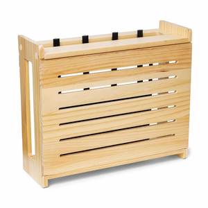 Large Capacity Wooden Wall Mounted WiFi <b>Router</b> Holder with Cable Management Storage Rack for Living Room Modern Design - Product Image 5