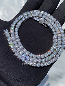 Thanh Lịch Sang Trọng 925 Sterling Silver Iced Vs Phòng Thí Nghiệm Grown Kim Cương Quần Vợt Vòng Cổ 5Mm Hip Hop Unisex Tùy Chỉnh Engagement Quà Tặng Đồ Trang Sức - Product Image 2