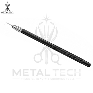 Kit de porte-aiguilles ventilés en aluminium noir avec poignée moletée double texture, aiguilles à crochet micro en acier, outils pour la confection de perruques en dentelle - Product Image 3