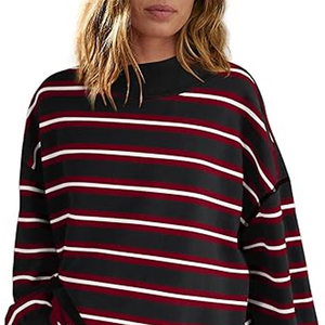 Women Mock Neck Sweatshirt Heavyweight Cotton Oversized Casual Wear - Product Image 2