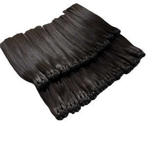 Extensions de cheveux humains vierges naturels, pointes plates, clips à ruban, cheveux doublement tirés, prix de gros, lisses - Product Image 1