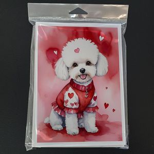 Cartes à lettres fantaisie Bichon Frise My Valentine D0100HA9GRY, paquet de 8 cartes vierges avec enveloppes, format 5x7 - Product Image 3