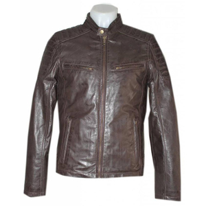 Custom Men's Genuine Leather <b>Jacket</b> <b>Slim</b> <b>Fit</b> Casual Eco-Friendly Front OEM ODM Service Available High Quality Winter Coat - Product Image 1