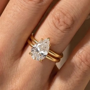 925 <b>Silver</b> Moissanite Diamond 4 Ct Solitaire Pear Cut Wedding & Engagement <b>Ring</b> in Yellow Gold Plated With D Color & VVS Clarity - Product Image 1