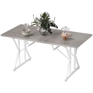 Tavolo da Pranzo Allungabile Stile Rustico 160x120 cm, Robusto ed Espandibile per 4-6 Persone, Grigio, per Cucina e Soggiorno - Product Image 1