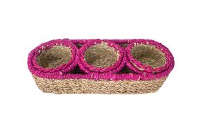 2025 Eco-Friendly Hyacinth Water Hyacinth Top Selling <b>Lunch</b> Bags with Zipper Closure Small Handle Serving Trays - Product Image 3