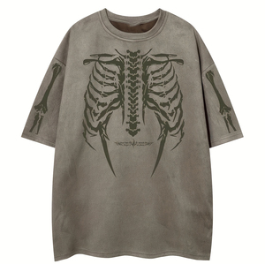 T-shirts Hip Hop surdimensionnés personnalisés tendance pour hommes, en coton classique à manches courtes et col rond, poids lourd 350g - Product Image 1