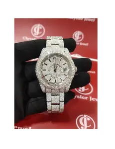 Top Quality Silver Baguette Moissanite Diamond Iced Out Watch For Gifting At Affordable Price From Indian Supplier