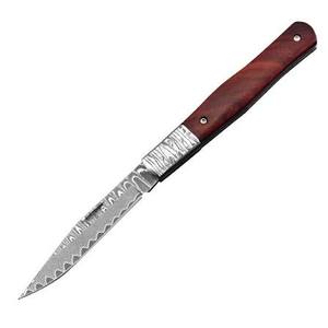 Navaja de bolsillo plegable EDC con mango de madera, hoja de acero de Damasco, punta clip, borde recto, perilla de pulgar, 7 pulgadas, 3 años de garantía, DIY OEM - Product Image 4
