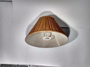 Pantalla de Lámpara de Tela Plegada Marrón, Forma de Campana, Estilo Tradicional, Accesorio de Lámpara Hecho a Mano - Product Image 6