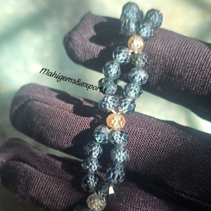 Faceted Blackish Blue Moissanite & Light Champagne 4.5 MM to 5 MM <b>beads</b> <b>Bracelet</b> Hand made - Product Image 4