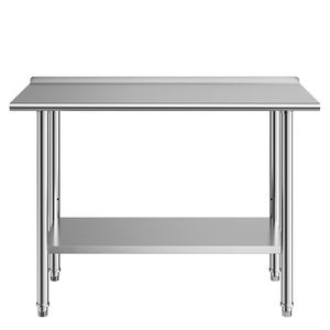 Banco da Lavoro Commerciale in Acciaio Inossidabile 24x48 con Alzatina e Ripiano Inferiore Regolabile - Product Image 1