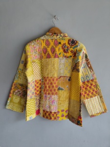 Quilted <b>Patchwork</b> <b>Jacket</b> Women's Mandarin Collar Full Sleeve Cotton Autumn Styles Regular Length Covered Button Closure - Product Image 6