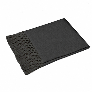 Export Quality Solid Grey Color Cotton Throw <b>Blanket</b> With Tassels Design Eco Friendly Custom Throw All Season Use. - Product Image 6