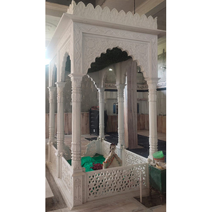 Structure de mausolée Dargah moderne islamique entièrement personnalisable, sculptée à la main, résistante aux intempéries, en marbre blanc Makrana, à montage au plafond - Product Image 2