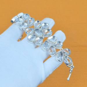 Pulsera de Plata de Ley 925 con Topacio Blanco, Joyería Bohemia Hecha a Mano con Piedras Preciosas, Pulsera para Mujer, Venta al por Mayor - Product Image 2