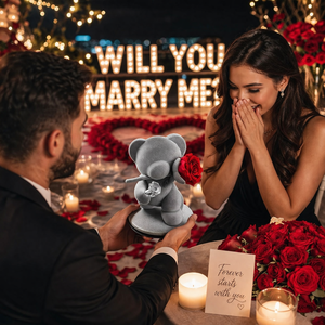 ELVROGEST SA Caja de Regalo con Oso de Peluche y Rosa Roja Preservada, Anillo de Joyería, Regalo Romántico de Lujo para San Valentín para Mujeres, Novias, Esposas - Product Image 5