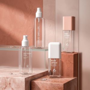 Flat Shoulder PET Plastic <b>Bottle</b> 150ml <b>200ml</b> 250ml Colorful With Mist Spray And Lotion Pump For Cosmetic Packaging Wholesale - Product Image 2