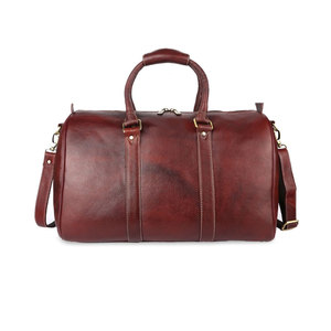Unisex Genuine Leather Duffle <b>Bag</b> Solid Color Hasps Closure Casual Travel 30-40L Capacity Soft Handle Adjustable Strap - Product Image 1