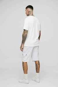 Men's Solid <b>White</b> <b>Cargo</b> Shorts Mid Rise Drawstring Waist Cotton Casual Bermuda Shorts With Pockets Customized Shorts OEM - Product Image 4