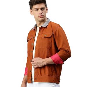 WARPRO INDUSTRY Men's Blue Solid Coated Eco-friendly Denim Puffer <b>Jacket</b> Turn-down Collar Windproof Casual Autumn Wear 300g - Product Image 2