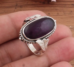 Anillos Clásicos Hechos a Mano con Piedras Preciosas de Amatista Púrpura y Plata de Ley 925 con Engaste de Jade Lavanda Natural para Mujer - Product Image 2