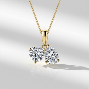 Collar con Colgante de Diamante Cultivado en Laboratorio con Doble Piedra, Oro Sólido de 9K, Collar con Colgante Fino, Joyería de Oro Real para Mujer - Product Image 5