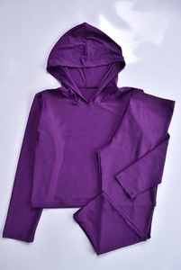 Unisex Solid Purple Long Sleeve Modest Swimwear Tunic Top Full Length Leggings UPF50+ Breathable Lightweight Polyester/Nylon All - Product Image 6