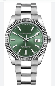 Montre de sport de luxe en acier inoxydable de haute qualité, ton argenté, bracelet 22 mm, style moderne Hip Hop, cadran vert soleil, index lumineux - Product Image 6