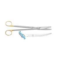 Ciseaux chirurgicaux incurvés TC SIMS en acier inoxydable de haute qualité, manche plaqué or, 20 cm, instruments chirurgicaux, fabricant et exportateur