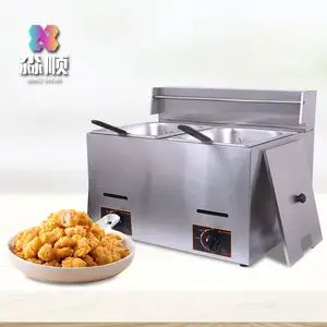 Gas Fries Chips Frying Machine Restaurant Chicken Potato Chips Fryer / Double Tank Industrial Commercial Deep Fryer