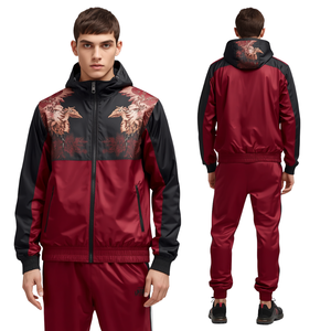 Survêtement coupe-vent à capuche de luxe pour homme avec broderie de motif uni haut de gamme, design léger et performant - Product Image 1
