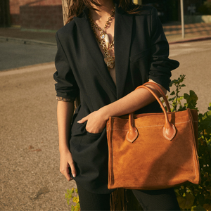 Sac fourre-tout et sac hobo pour femme en cuir suédé véritable de haute qualité, sac à main fait main avec fermeture à glissière - Product Image 3
