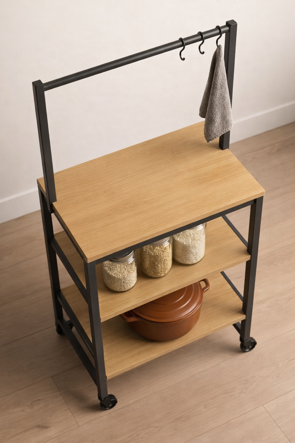 Natural Wood and Black Steel