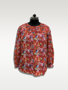 Women's Floral Print Chiffon Blouse <b>Long</b> Sleeve O-Neck Loose Fit Spring Summer Casual <b>Top</b> - Product Image 1
