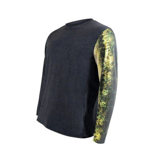 เสื้อตกปลาคุณภาพสูง UPF 50+ ไซส์ใหญ่สำหรับผู้ชาย ขายดี ออกแบบพิมพ์ลายได้ตามต้องการ แขนยาว ตกปลา ล่าปลา โลโก้ด้านหน้า - Product Image 3