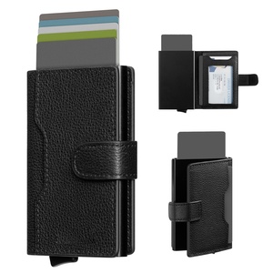 TILONSTAR TVC207P Billeteras Para Hombre Anti-RFID Pop up <b>Wallet</b> Metal Aluminum Business Card Case Genuine Leather Card <b>Holder</b> - Product Image 1