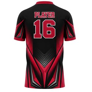 เสื้อฟุตบอลแขนสั้นสีดำและสีแดง ทรงพอดีตัว แห้งเร็ว เหมาะสำหรับการฝึกซ้อมและวันแข่งขัน - Product Image 2