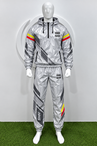Custom Silver Hooded Sauna Suit <b>Men</b> Printed Sweat Training Tracksuit Half Zip Jacket Pants <b>Thermal</b> Gym Fitness Workout Set - Product Image 4
